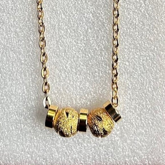 New RONDELLE Gold Stardust Pendant on 18K Gold 22" Chain Necklace - Picture 3 of 7